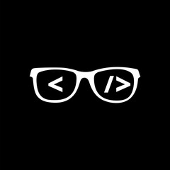 Simple illustration of Glasses isolated on black background 