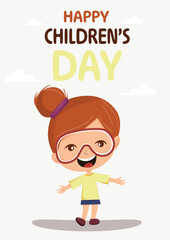 Happy International Children's Day greeting card. It is celebrated annually in honor of children, whose date of observance varies by country.