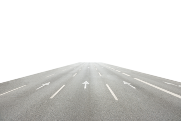 Road asphalt highway on city street in PNG isolated on transparent background