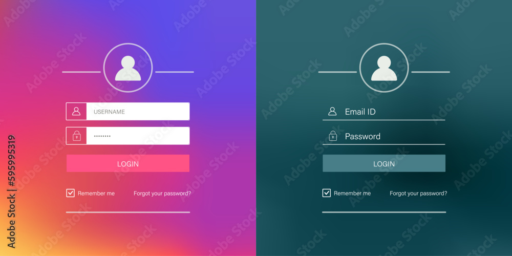 Aufkleber Login web interface frame. Login app template windows