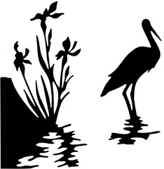 silhouette of a stork