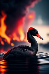 swan on mid night water