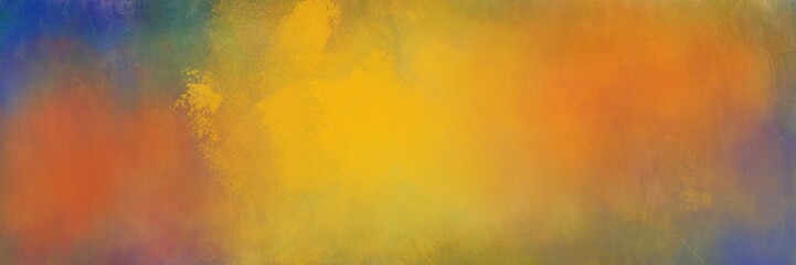 Colorful watercolor background, sunrise or sunset painted clouds in gold yellow orange and red on dark blue background, abstract Easter background