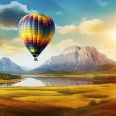 Hei&szlig;luftballon in den Bergen