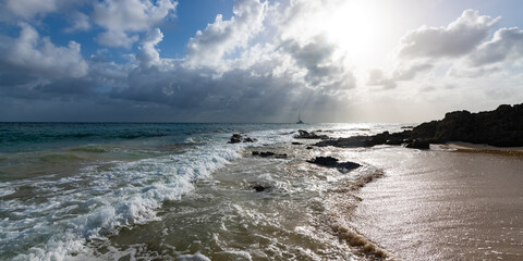 Panorama at “Grand Anse des Salines“ beach on tropical island Martinique in the Caribbean....
