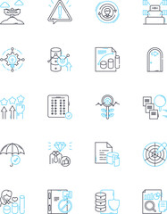Analytics linear icons set. Insights, Data, Statistics, Metrics, Analysis, Trends, Visualization line vector and concept signs. Intelligence,Dashboards,Performance outline illustrations
