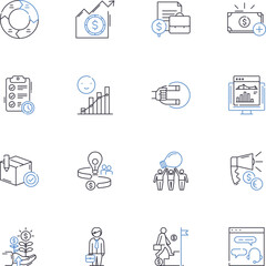 Venture capital line icons collection. Investment, Funding, Entrepreneurship, Innovation, Startups, Equity, Risk vector and linear illustration. Seed,Growth,Exit outline signs set
