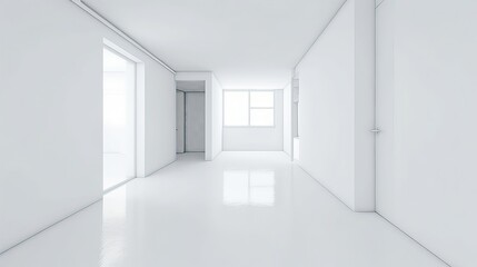 Fototapeta na wymiar Minimalistic white interior; empty interior. Generative Ai