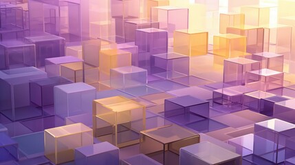 Floating Rectangles: Crafting a Soothing, Professional Ambiance with Translucent Lavender Rectangles and Subtle Complementary Yellow Accents - generative ai
