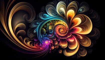 Vibrant Fractal-Inspired Explosion, Color & Light, Swirling Patterns, Energetic Abstract Wallpaper, Toon Shading, Flat Colors, Simplified Shapes, Bold Outlines, Soft Shadows, Generative AI