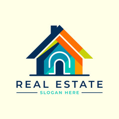 modern and artistic real estate logo, colorful house
