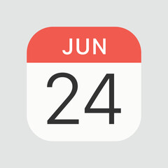 Jun 24 icon isolated on background. Calendar symbol modern, simple, vector, icon for website design, mobile app, ui. Vector Illustration