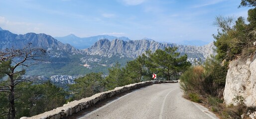 Serpentine in the mountains with a mountain view
