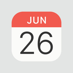 Jun 26 icon isolated on background. Calendar symbol modern, simple, vector, icon for website design, mobile app, ui. Vector Illustration