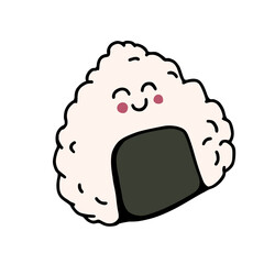 Onigiri, omusubi, rice ball.  Illustration, cute vector character