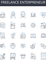 Freelance enterpreneur line icons collection. Conservatism, Liberalism, Socialism, Capitalism, Anarchism, Fascism, Marxism vector and linear illustration. Nationalism,Progressivism,Libertarianism