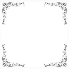 Elegant black and white monochrome ornamental border for greeting cards, banners, invitations. Vector frame for all sizes and formats. Isolated vector illustration.	