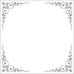 Elegant black and white monochrome ornamental border for greeting cards, banners, invitations. Vector frame for all sizes and formats. Isolated vector illustration.	
