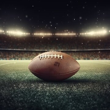 American football with diffuse background of crowded stadium. Made with Generative AI.