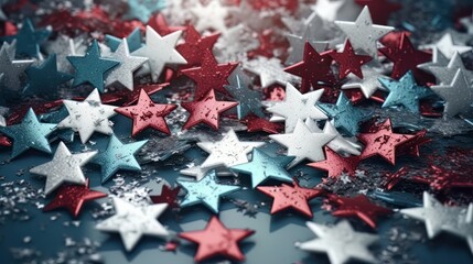 Red white and blue American stars. Memorial Day, Forth of July, Independence Day, Labor Day. Generative AI