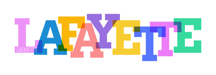 LAFAYETTE. The name of the city on a white background. Vector design template for poster, postcard, banner