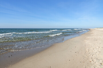 Fototapeta na wymiar Beach of Baltic sea in Yantarny. Kaliningrad region. Russia