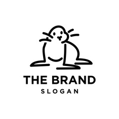 sea lion simple line icon logo. walrus vector design, modern animal seal logo pictogram design