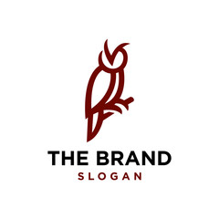 Fototapeta premium simple owl line sitting on a tree icon logo vector design, modern birdlogo pictogram design