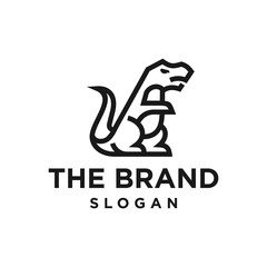 T-rex simple line icon logo vector design, modern logo pictogram design of tyrannosaurus head mascot