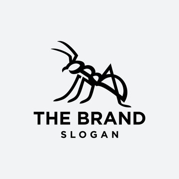 ant logo. simple ant line icon logo vector design, modern animal logo pictogram design of small animal insect