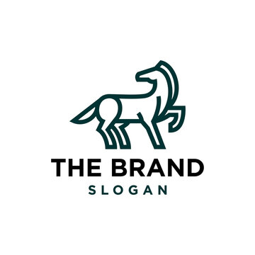 horse simple line icon logo vector design, modern logo pictogram. stallion logo design in line style vector