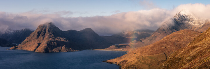 Partial Rainbow over the Sligachan Valley from Elgol, Isle of Skye Panoramic