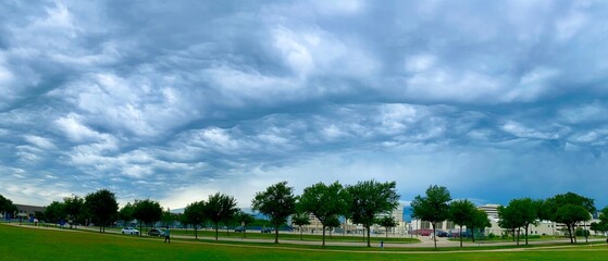 storm clouds over the city of Houston, Texas, USA