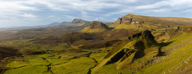 The Quiraing Panoramic, Isle of Skye Landslide, Dramatic Scottish Landscape