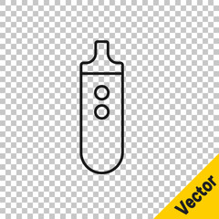 Black line Electronic cigarette icon isolated on transparent background. Vape smoking tool. Vaporizer Device. Vector