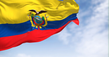 Ecuador national flag waving in the wind