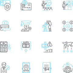 Tokenization linear icons set. Encryption, Security, Authentication, Transactions, Blockchain, Cybersecurity, Payment line vector and concept signs. Digital,Secure,Identity outline illustrations