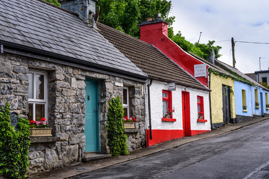 Colourful house in a street in Cong, Ireland