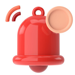 Notification icon. 3D bell. 3D illustration.