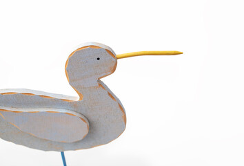Wooden seagull on a white background. Handmade.