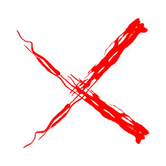 Obraz na płótnie Canvas Red Cross Mark Brush, Red X mark, X Sign Hand Drawn Icon 
