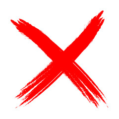 Red Cross Mark Brush, Red X mark, X Sign Hand Drawn Icon 