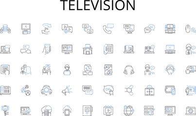 Television line icons collection. Productivity, Time-management, Organization, Focus, Prioritization, Streamlining, Automation vector and linear illustration. Multitasking,Communication,Collaboration