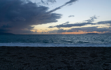 Beautiful dusk at milazzo sicily Italian island landscape  