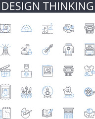 Design thinking line icons collection. Creative process, Strategic approach, Innovative mindset, Problem-solving, Ideation technique, User-centered, Human-centered vector and linear illustration