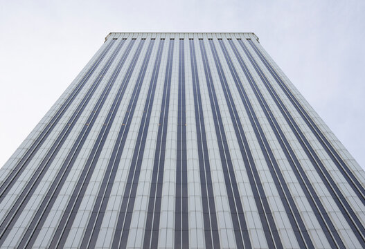 Picasso skyscraper low angle view with blue sunset sky at background