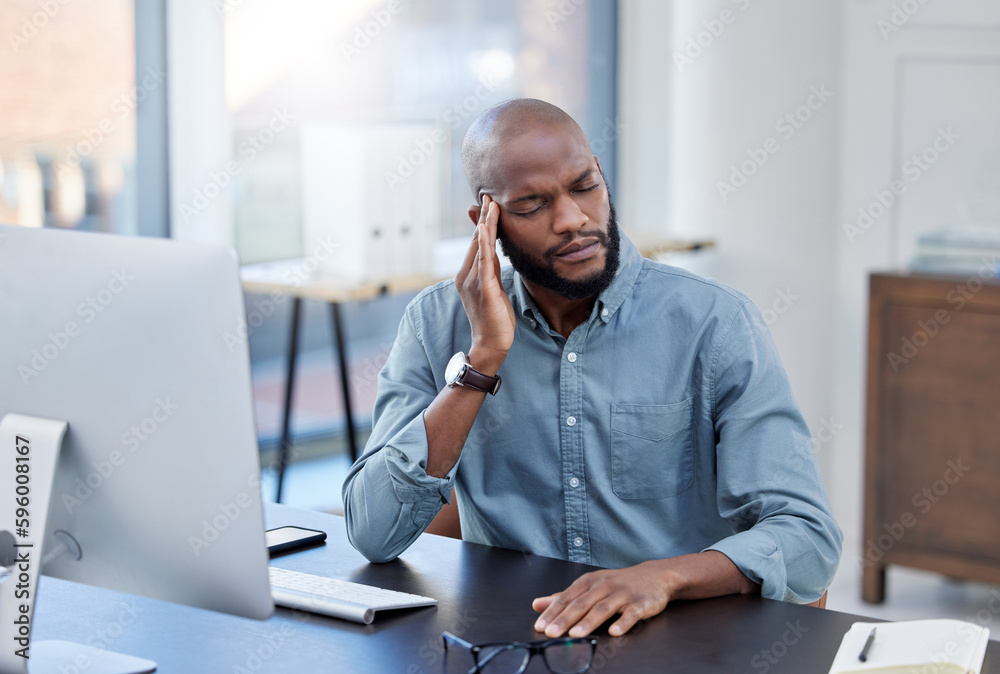 Poster you may only fail if you do not mind failing. a young businessman feeling stressed while working in 