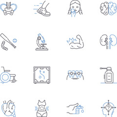 Fototapeta premium Muscles line icons collection. Strength, Power, Stamina, Movement, Flexibility, Endurance, Force vector and linear illustration. Dexterity,T,Build outline signs set
