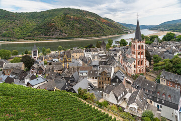 View of Bacharach, a charming town and popular tourist destination along Rhine River, Rhineland-Palatinate, Germany