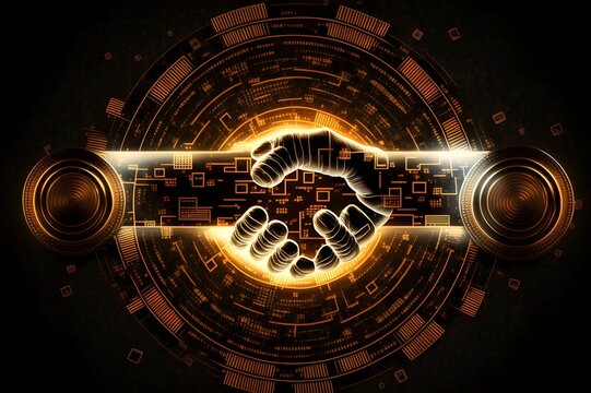 Crypto handshake on finance prosperity and digital assets 